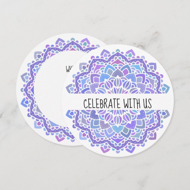 Boho Gypsy Purple Mandala Invitation (Front/Back)