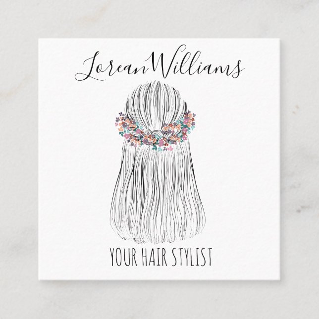  Boho Hair Stylist Flower Crown Wedding Hairstyle Appointment Card (Front)