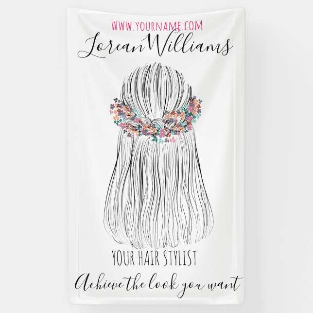  Boho Hair Stylist Flower Crown Wedding Hairstyle Banner (Vertical)