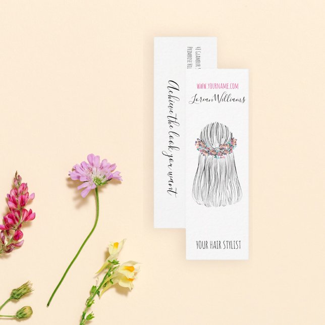  Boho Hair Stylist Flower Crown Wedding Hairstyle Mini Business Card (Creator Uploaded)