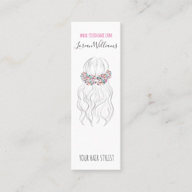 Boho Hair Wedding Hairdresser Floral Romantic   Mini Business Card (Front)