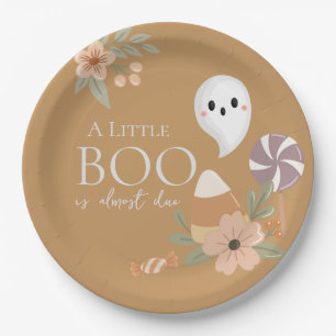 Boho Halloween Baby Shower Cute Ghost Yellow Paper Plate