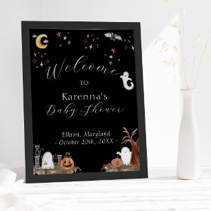 Boho Halloween Baby Shower Welcome Poster