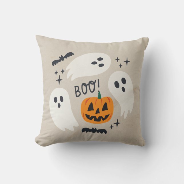 Boho Halloween Cute Ghost Cushion (Front)