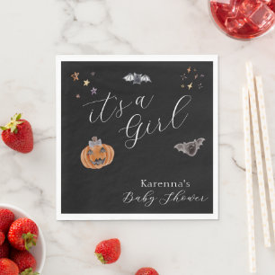 Boho Halloween It's a Girl Baby Shower Napkin