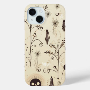 Boho Halloween Masks & Botanical Swirls Pattern iPhone 15 Case