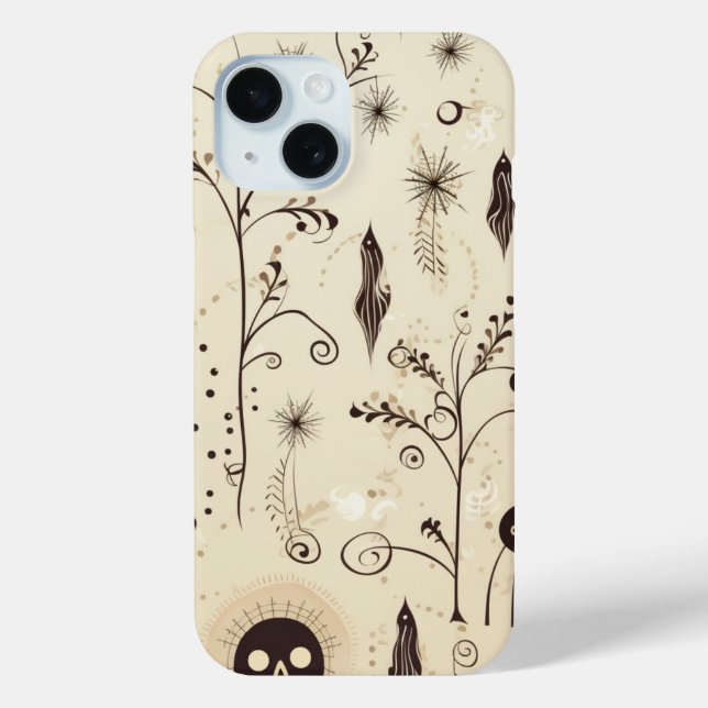 Boho Halloween Masks & Botanical Swirls Pattern Case-Mate iPhone Case (Back)