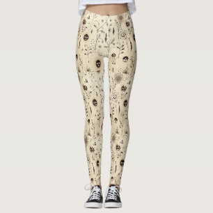 Boho Halloween Masks & Botanical Swirls Pattern Leggings