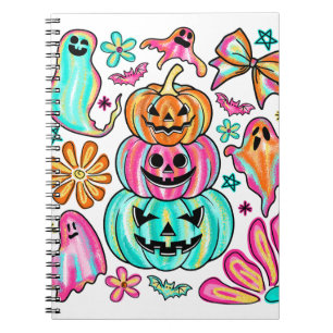 Boho Halloween Pumpkin Ghost Notebook