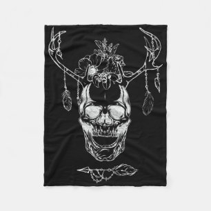 Boho Halloween Skull Fleece Blanket