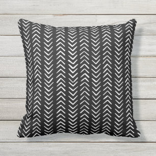 Boho Hand-Drawn Arrows Black White Cushion