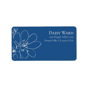 Boho Hand-Drawn Wildflower Address Labels Blue