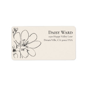 Boho Hand-Drawn Wildflower Address Labels Cream