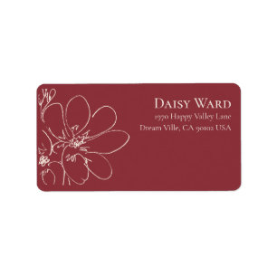 Boho Hand-Drawn Wildflower Address Labels   Red