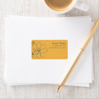 Boho Hand-Drawn Wildflower Address Labels | Yellow