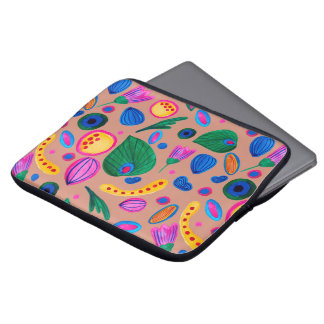 Boho hand-painted terracotta pattern laptop sleeve