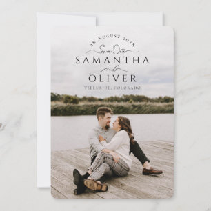 Boho Handwritten Photo Save the Date Card
