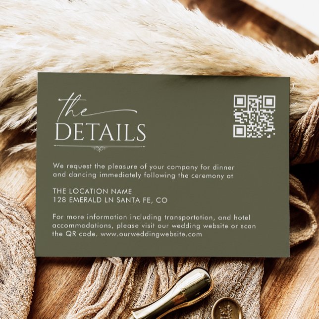 Boho Handwritten Script Wedding Details QR Code  Enclosure Card (Creator Uploaded)
