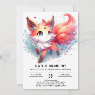 Boho Happy Fox Birthday Invitation