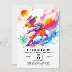 Boho Happy Fox Birthday Invitation