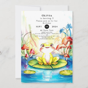 Boho Happy Frog Birthday Invitation