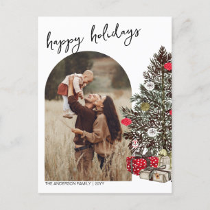 Boho Happy Holidays Photo Postcard