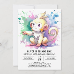 Boho Happy Monkey Birthday Invitation