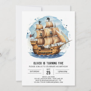Boho Happy Sails Pirate Birthday Invitation