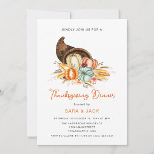 Boho Harvest Fall Pumpkin Thanksgiving Dinner Invitation
