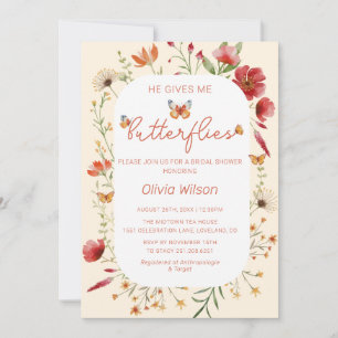 Boho He Gives Me Butterflies Bridal Shower Invitation