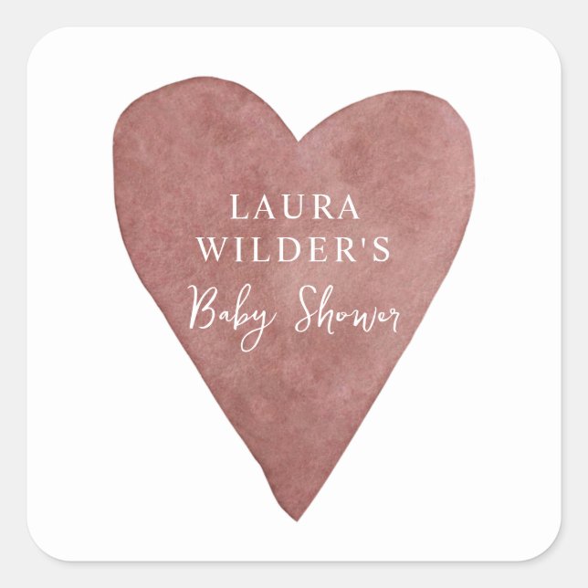 Boho Heart Baby Shower Square Sticker (Front)