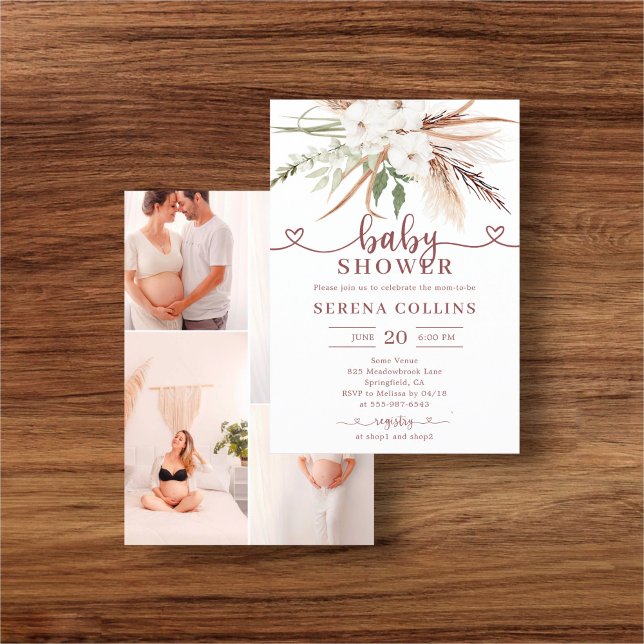 Boho Heart Calligraphy Photo Baby Shower Flyer (Creator Uploaded)