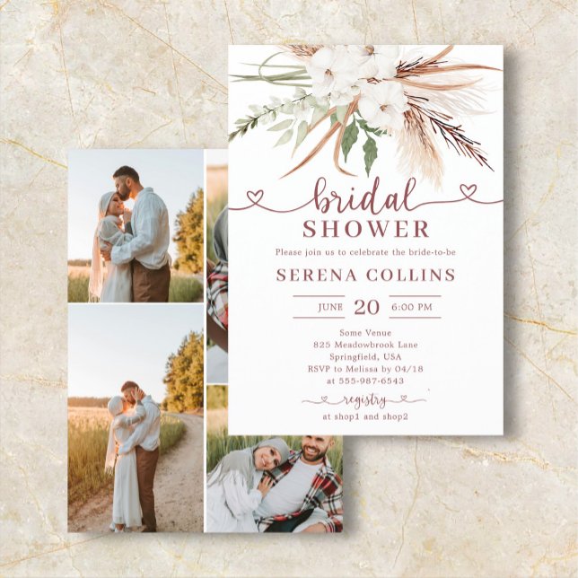 Boho Heart Calligraphy Photo Bridal Shower Flyer (Creator Uploaded)