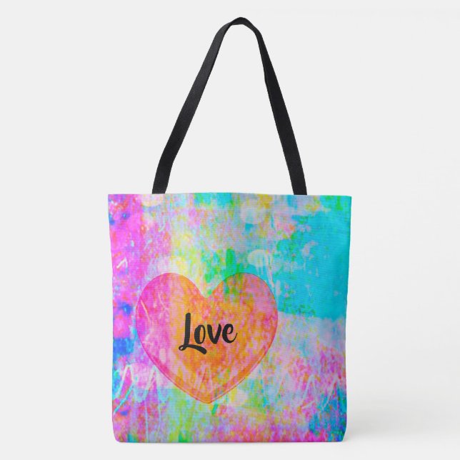 Boho Heart Love Tote Bag (Front)