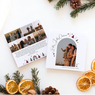 Boho Hearts Arch Holly Jolly Christmas Seven Photo Holiday Card