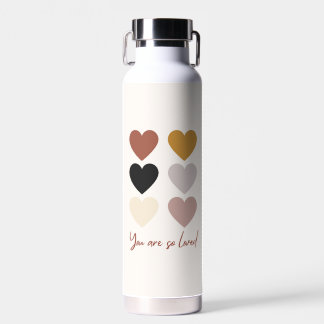 Boho Hearts Love Positive Quote You Are so Loved Water Bottle