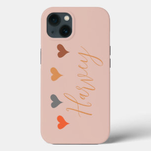 Boho hearts with name custom iPhone 13 case