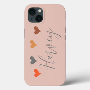 Boho hearts with name custom iPhone 13 case
