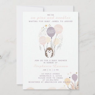 Boho Hedgehog On Pins & Needles Baby Shower Invitation