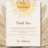Boho Hello Sunshine Baby Shower Thank You