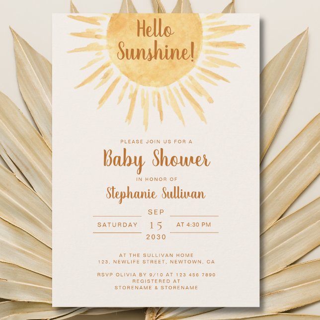 Boho Hello Sunshine Gender Neutral Baby Shower Inv Invitation (Creator Uploaded)