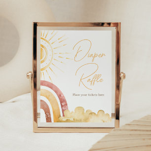 Boho Here Comes the Son Baby Shower Diaper Raffle Poster