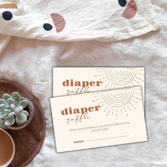Boho Here Comes The Son Diaper Raffle Baby Shower Enclosure Card (Boho Here Comes The Son Diaper Raffle Baby Shower Enclosure Card)