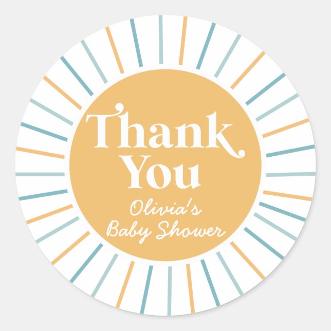 Boho Here Comes the Son sunshine baby shower Classic Round Sticker (Front)