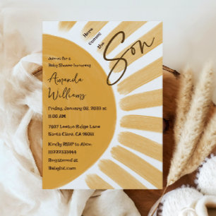 Boho Here Comes the Son Sunshine Baby Shower Invitation