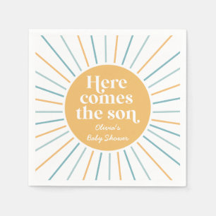 Boho Here Comes the Son sunshine baby shower Napkin