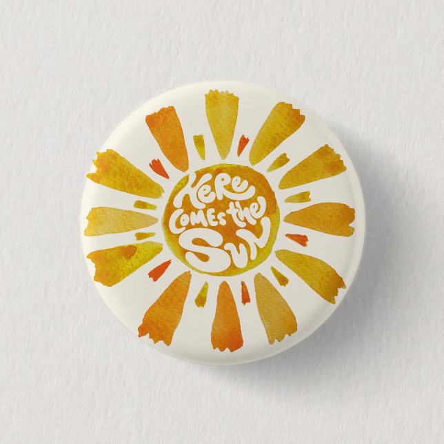 Boho Here Comes The Sun Baby Shower 3 Cm Round Badge (Front)