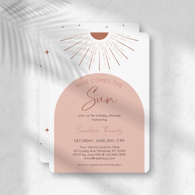 Boho Here Comes The Sun Baby Shower Invitation (Creator Uploaded)
