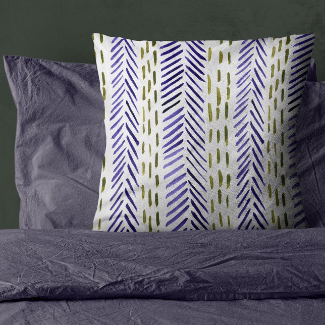 Boho herringbone pattern in purple and green cushion (Creator Uploaded)