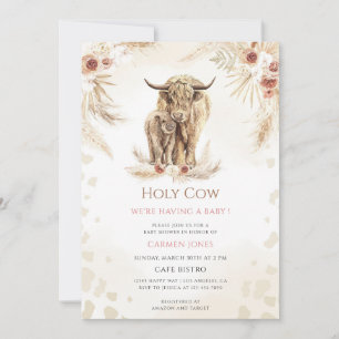 Boho Highland Cow Baby Shower Invitation